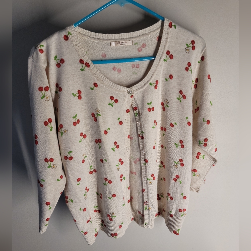 Japanese Cherry Print Cardigan Sweater